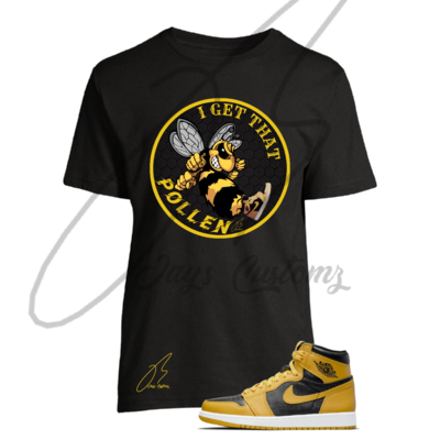 Pollen Bee Graphic T-Shirt To Match Jordan Retro 1 Pollen Yellow