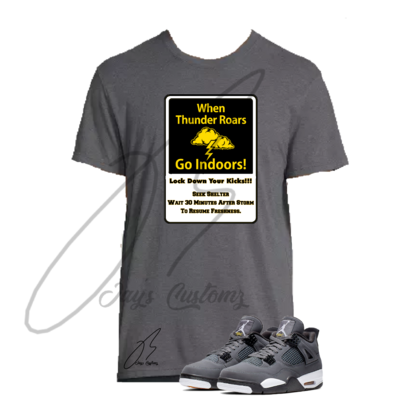 Stormy Weather Graphic T-Shirt To Match Jordan Retro 4 Wolf Grey