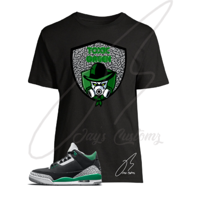 Toxic Man Graphic T-Shirt To Match Jordan Retro 3 Pine Green Cement