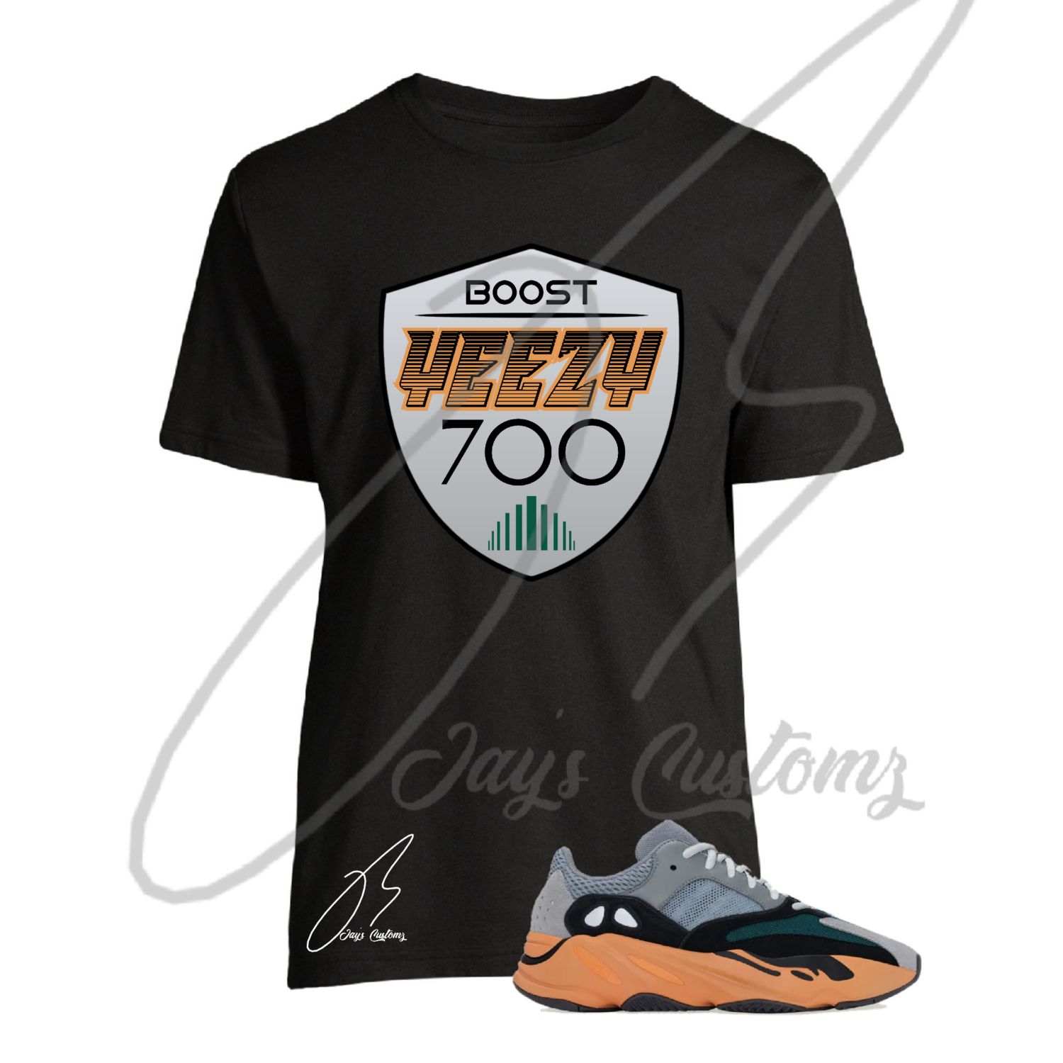 700 Shield Graphic T-Shirt To Match Yeezy 700 Boost  Wash Orange