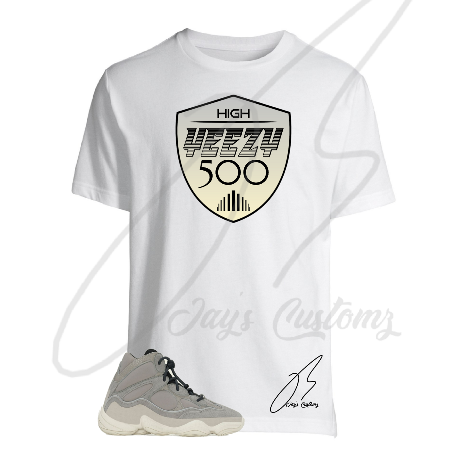 500 Shield Graphic T-Shirt To Match Yeezy 500 High Mist Stone