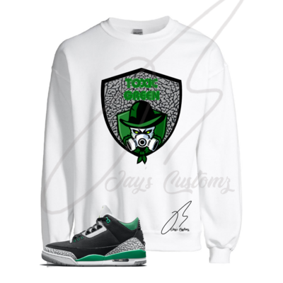 Toxic Man Graphic T-Shirt To Match Jordan Retro 3 Pine Green Cement