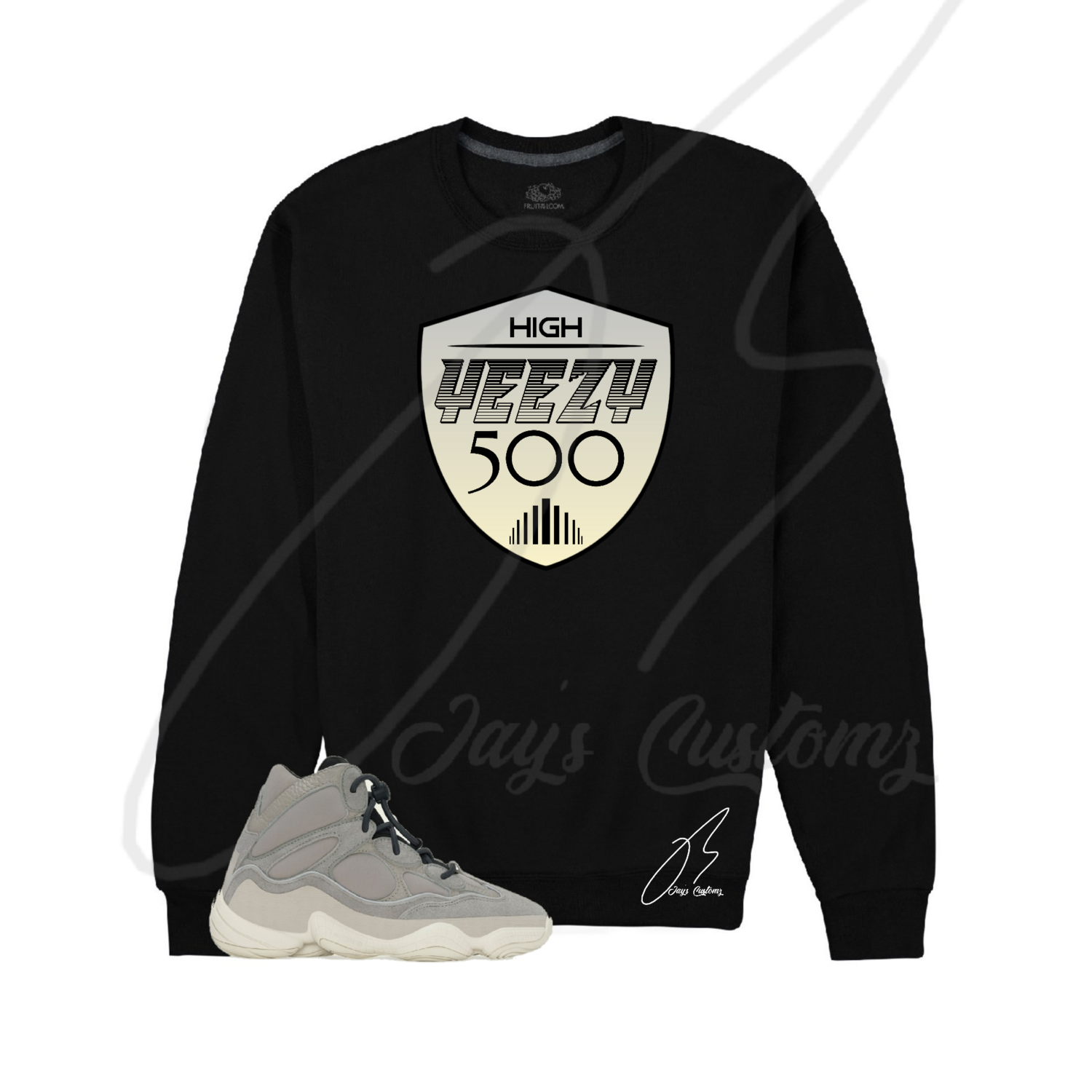 500 Shield Graphic Sweatshirt To Match Yeezy 500 High Mist Stone