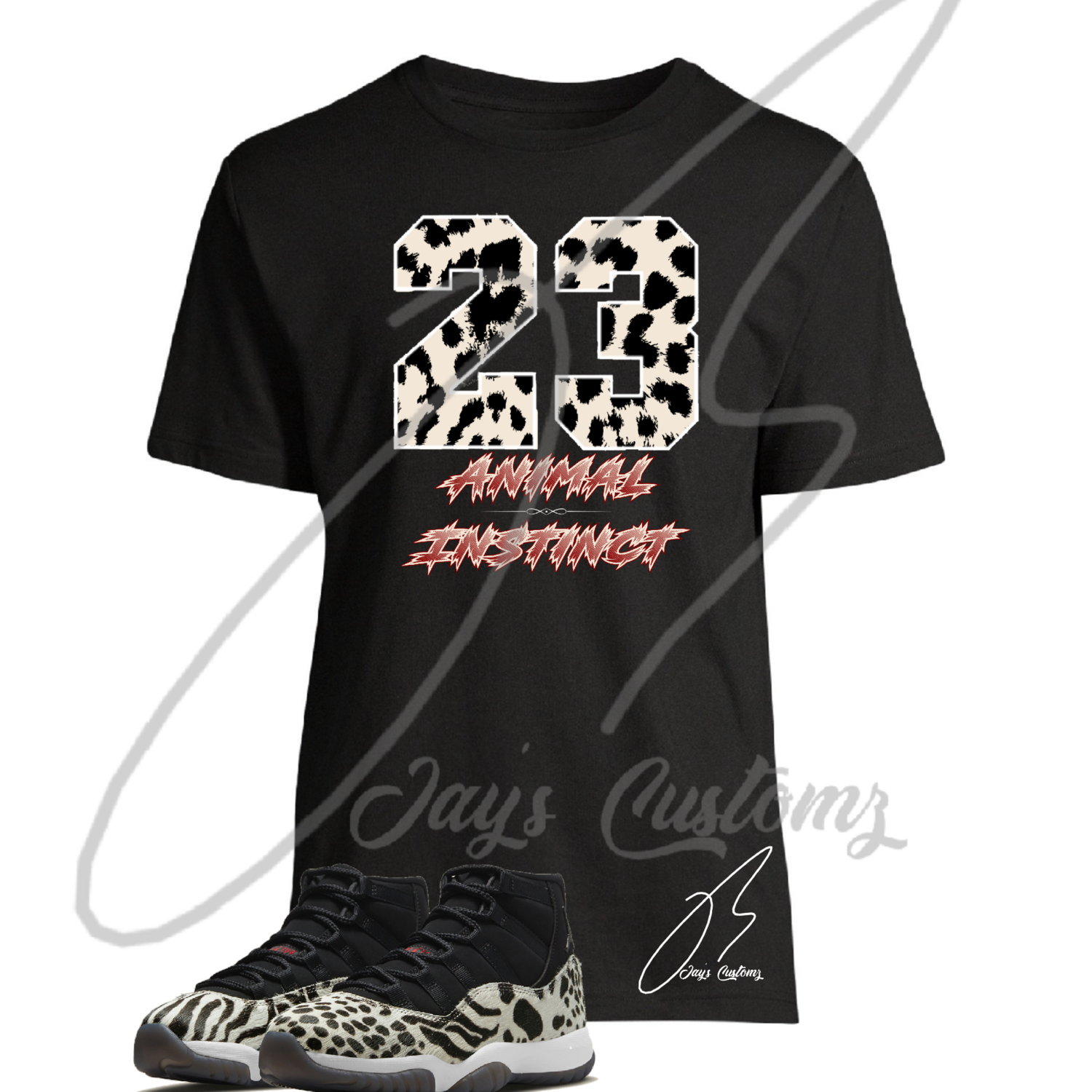 23 Cheetah Print T-Shirt To Match Jordan Retro 11 Animal Instinct