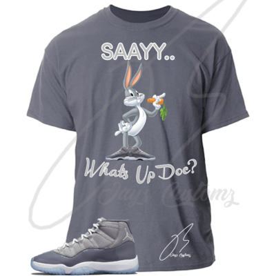 What&#39;s Up Doc Graphic T-Shirt To Match Jordan Retro 11 Cool Grey