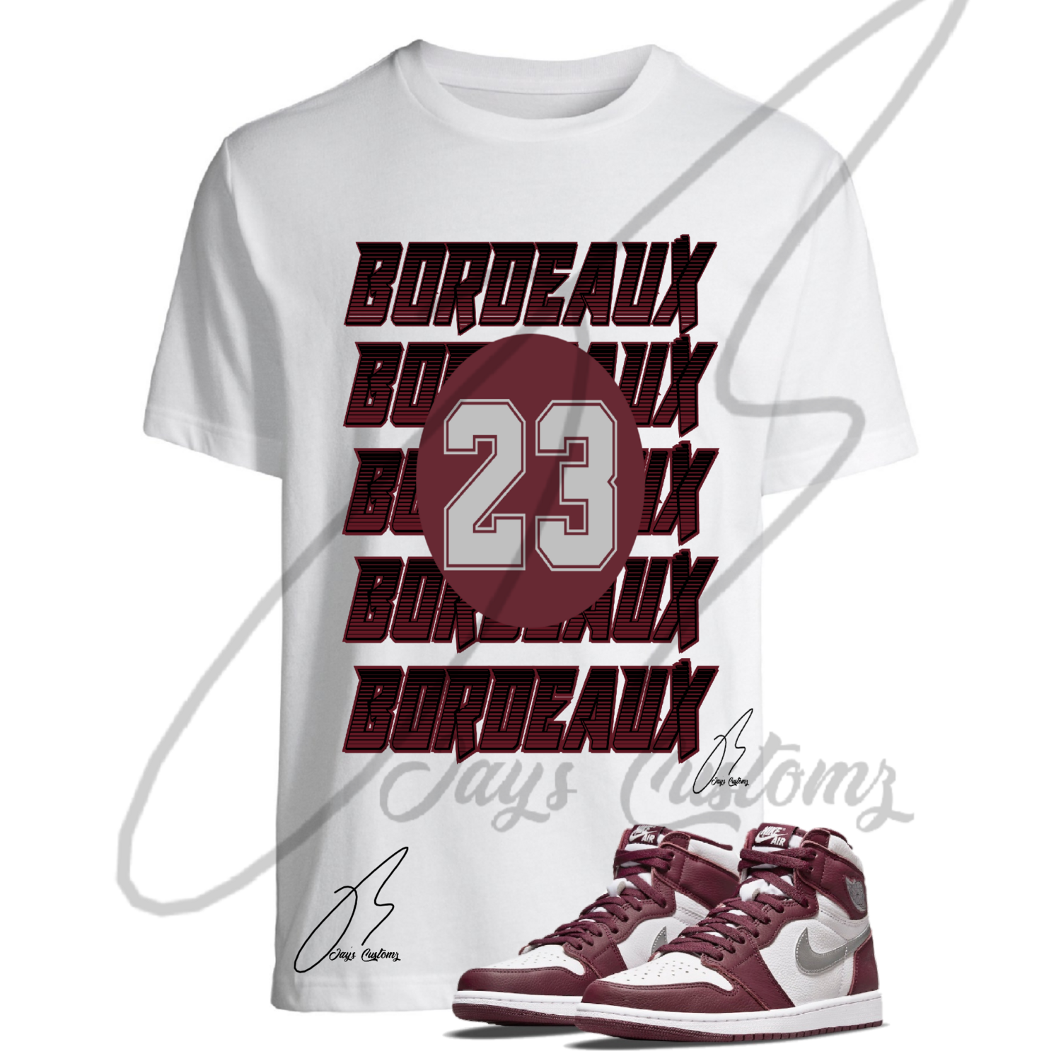 Bordeaux Layers Graphic T-Shirt To Match Jordan Retro 1 Bordeaux