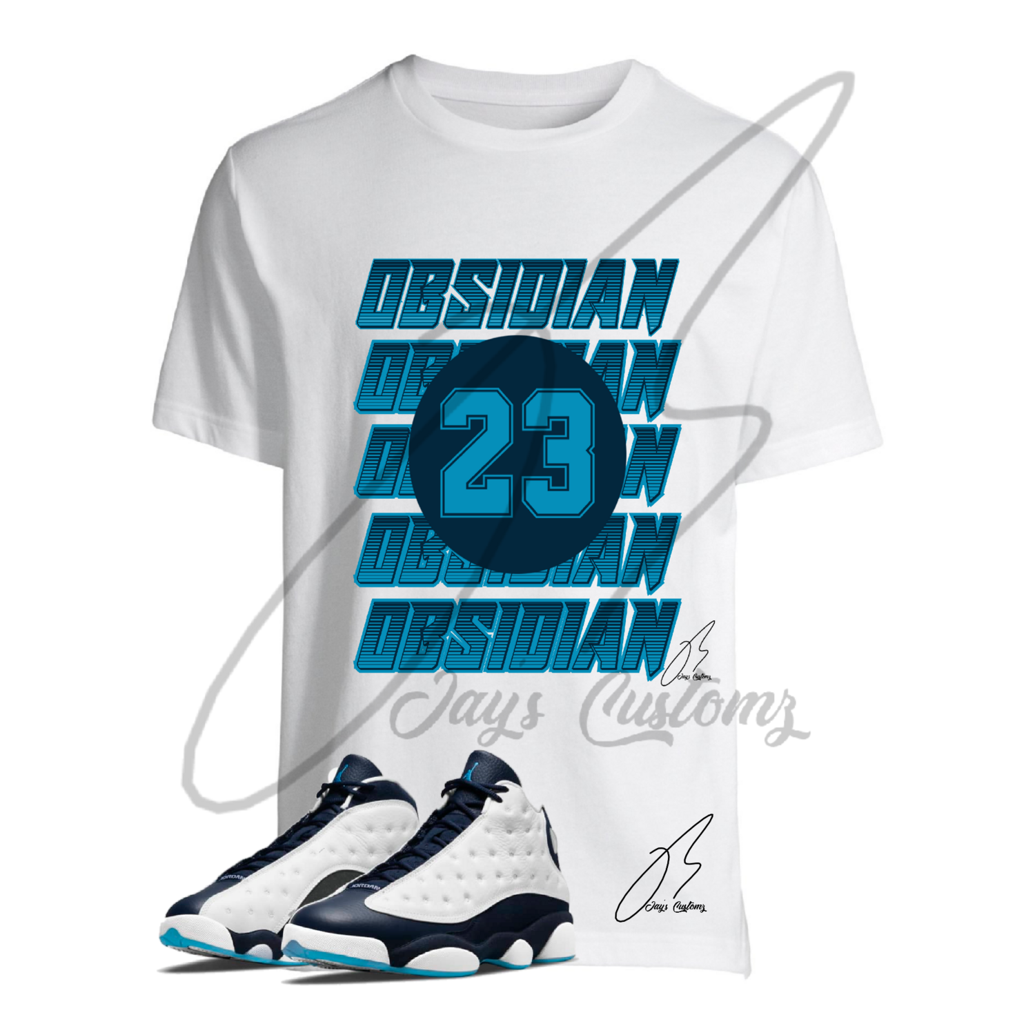 Obsidian Layers Graphic T-Shirt To Match Jordan Retro 13 Obsidian Blue