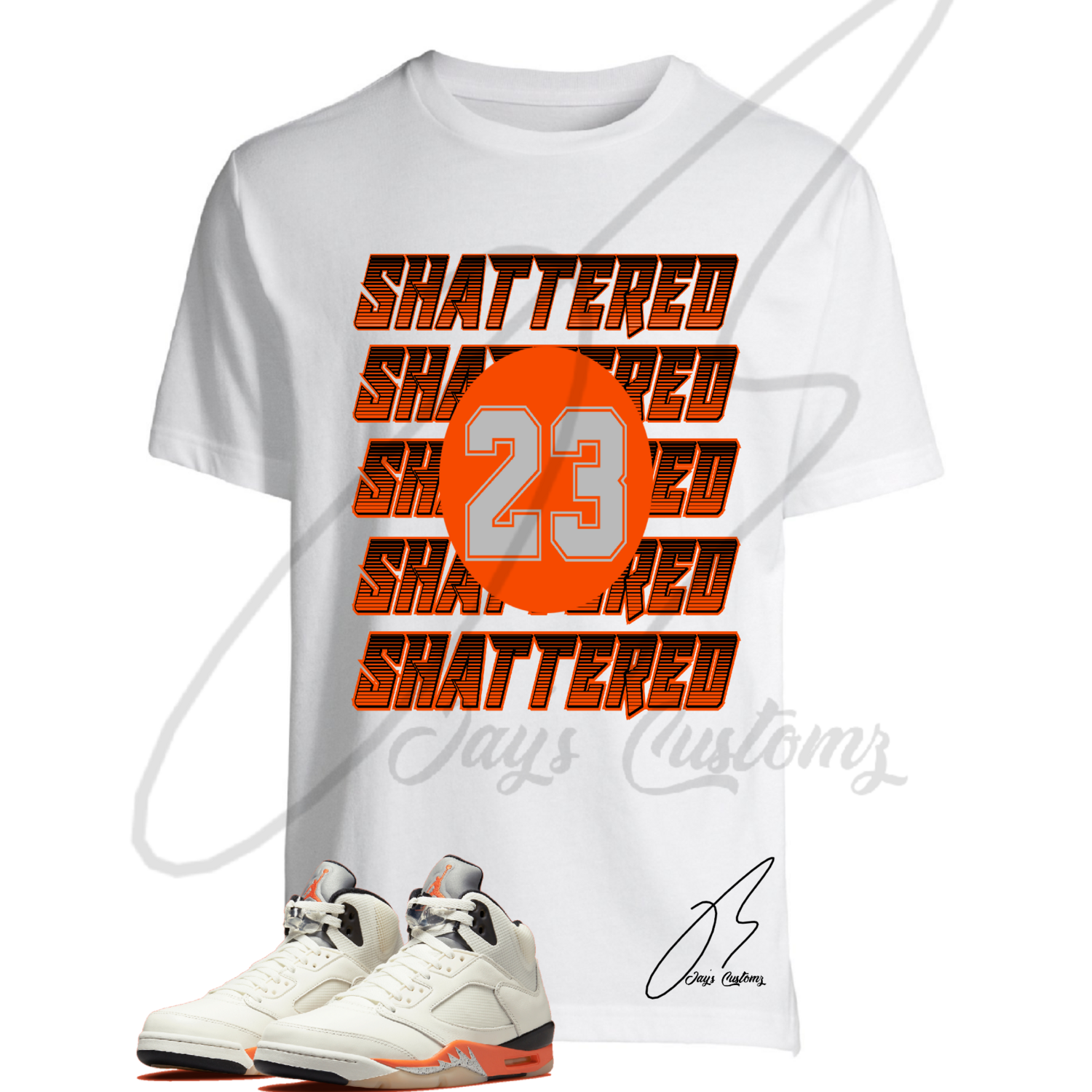 Shattered Layers Graphic T-Shirt To Match Jordan Retro 5 Shattered Backboard Orange