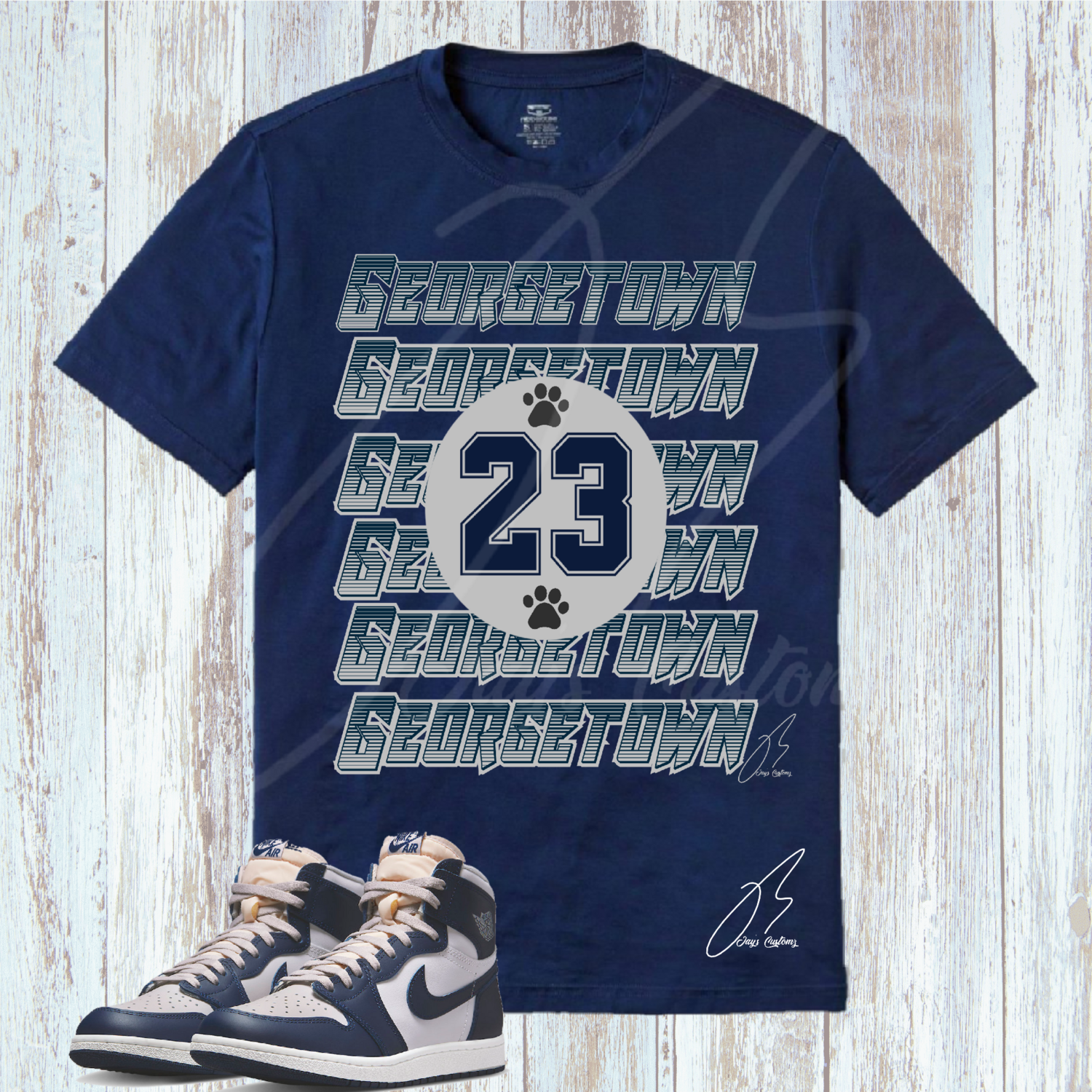 23 Layers Graphic To Match Jordan 1 High Georgetown Navy