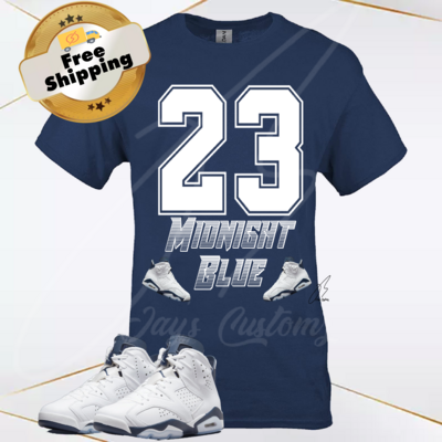 23 Midnight T-Shirt To Match Jordan Retro 6 Midnight Navy Blue