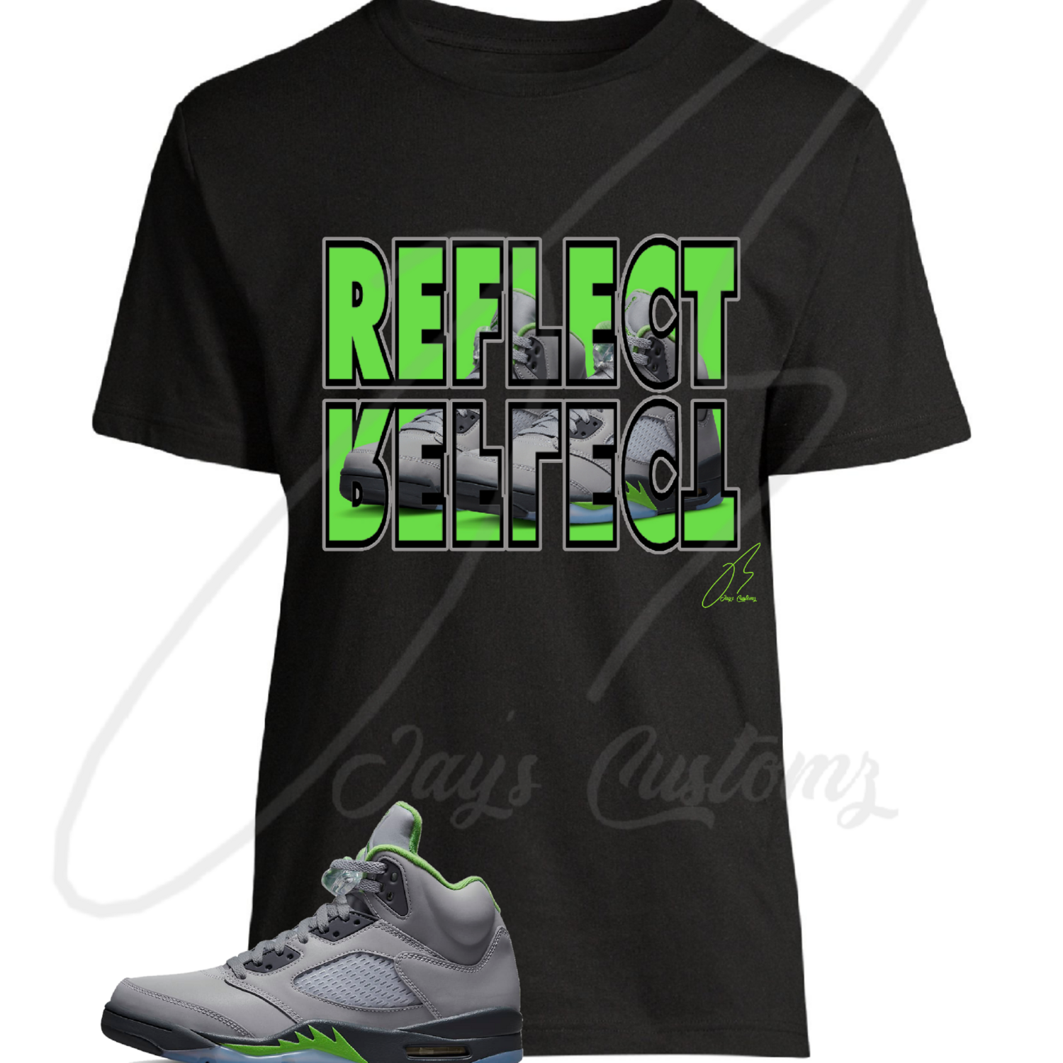 Reflect Shirt To Match Jordan Retro 5 Reflective Green