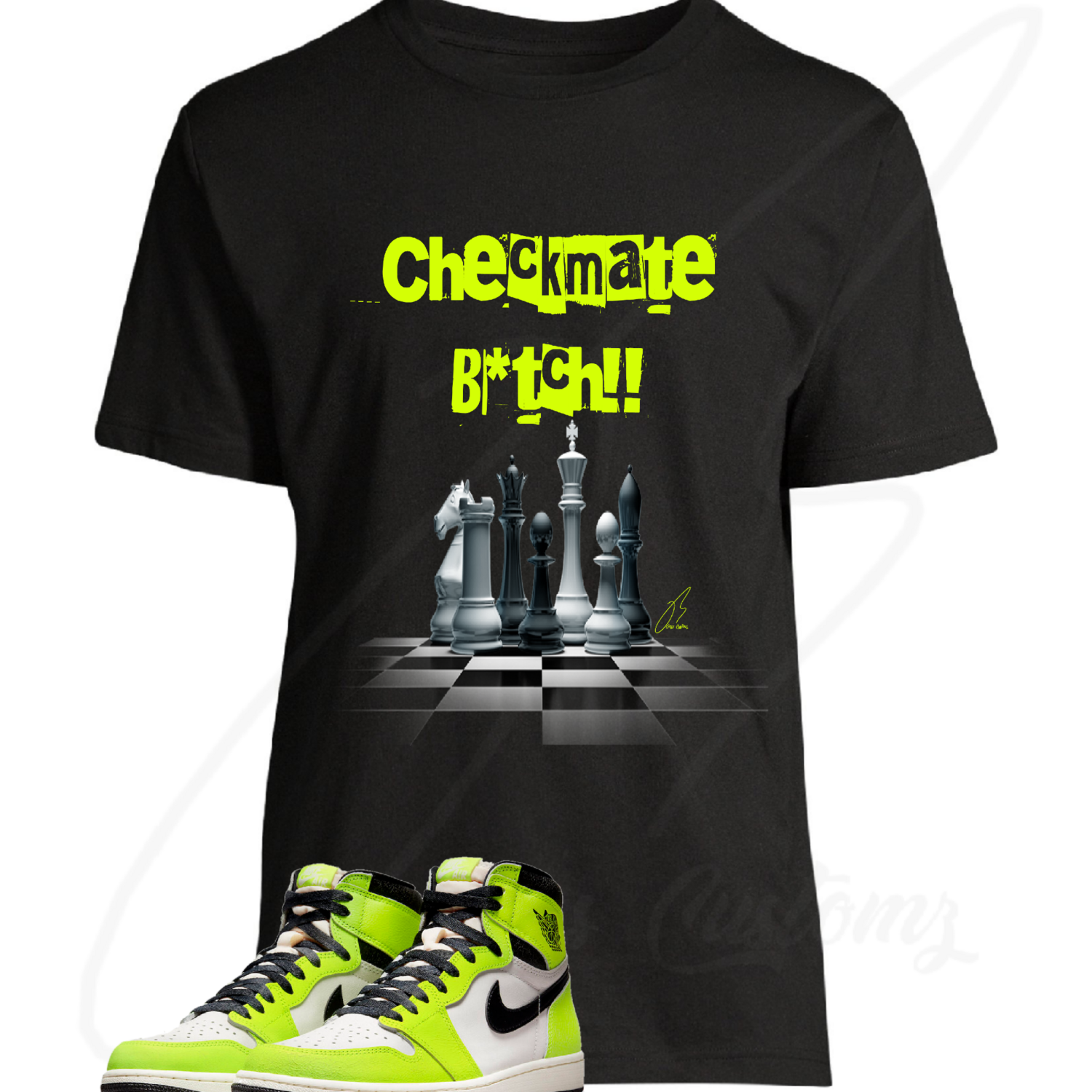 Checkmate B*tch Shirt To Match Jordan Retro 1 Volt/Visionaire
