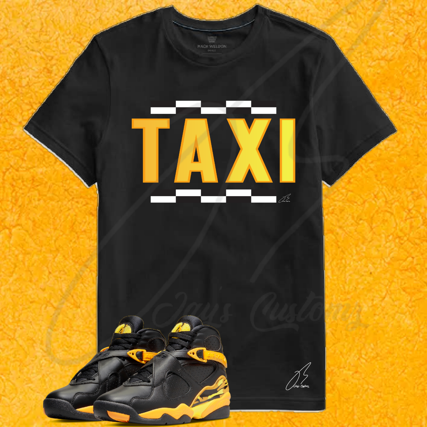 Jordan Retro 8 Taxi Opti Pollen Yellow Matching Shirt  Taxi Cab