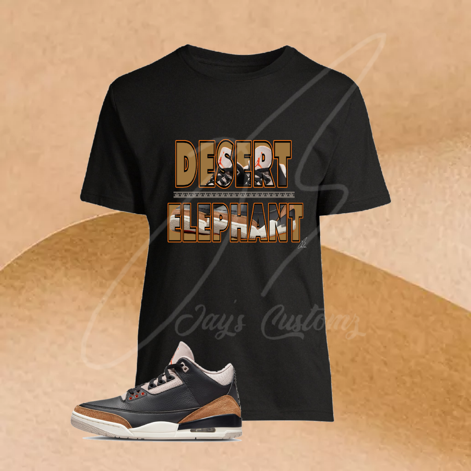 Jordan Retro 3 Desert Elephant Matching Shirt