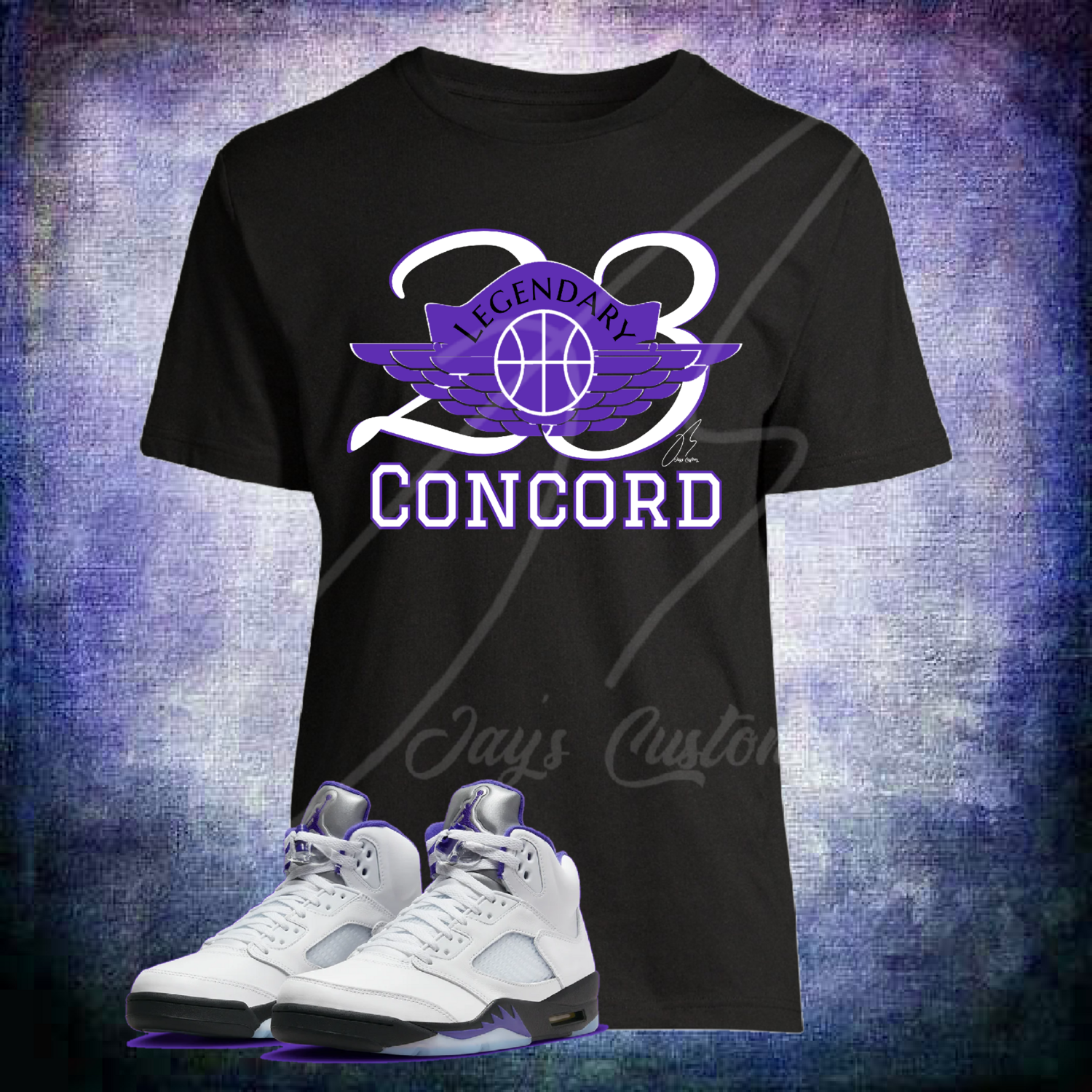 Jordan Retro 5 Concord Matching Shirt 23 Wing