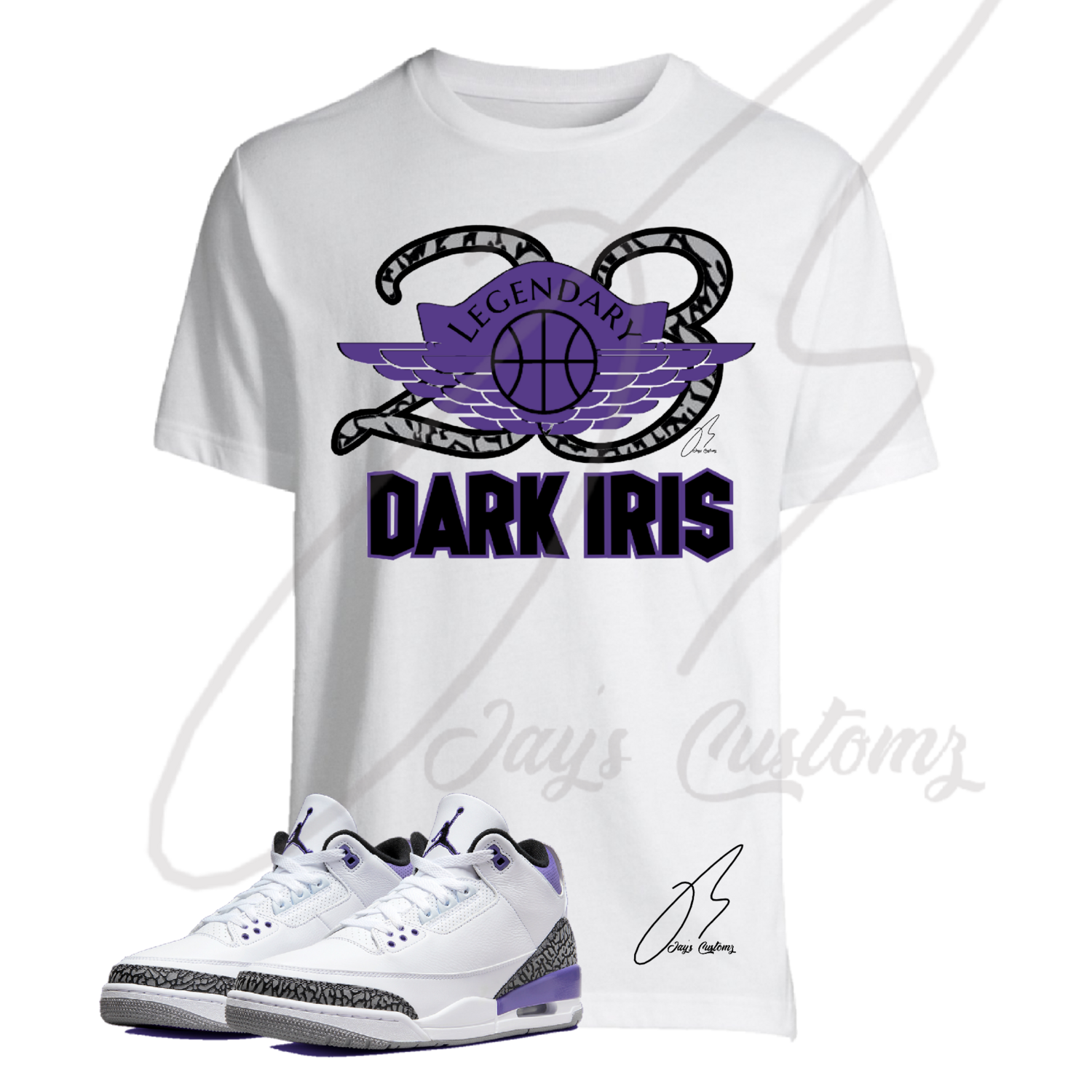 23 Wing Shirt To Match Jordan Retro 3 Dark Iris