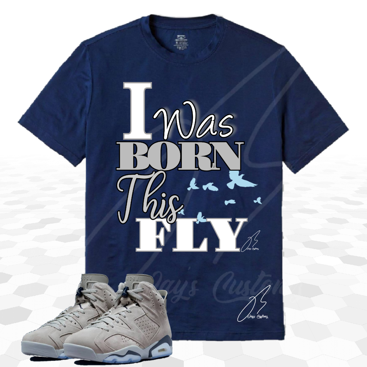 Jordan Retro 6 Georgetown Matching Shirt Born This Fly