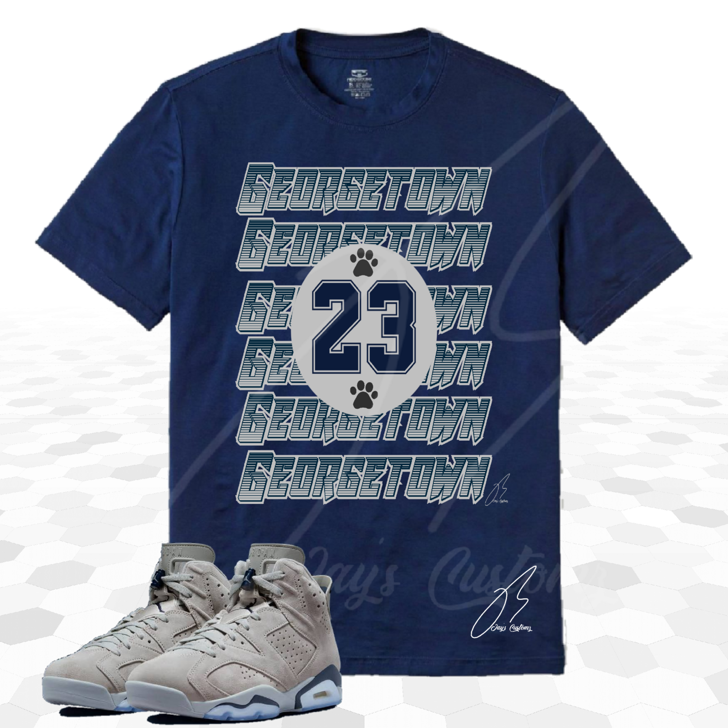 Jordan Retro 6 Georgetown Matching Shirt 23 Layers