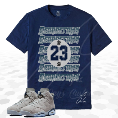 Jordan Retro 6 Georgetown Matching Shirt 23 Layers