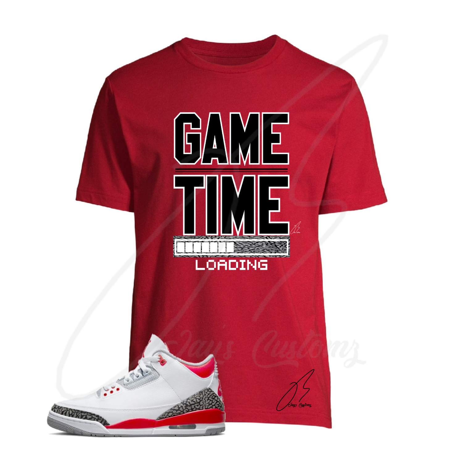 Jordan Retro 3 Fire Red Matching Shirt Game Time