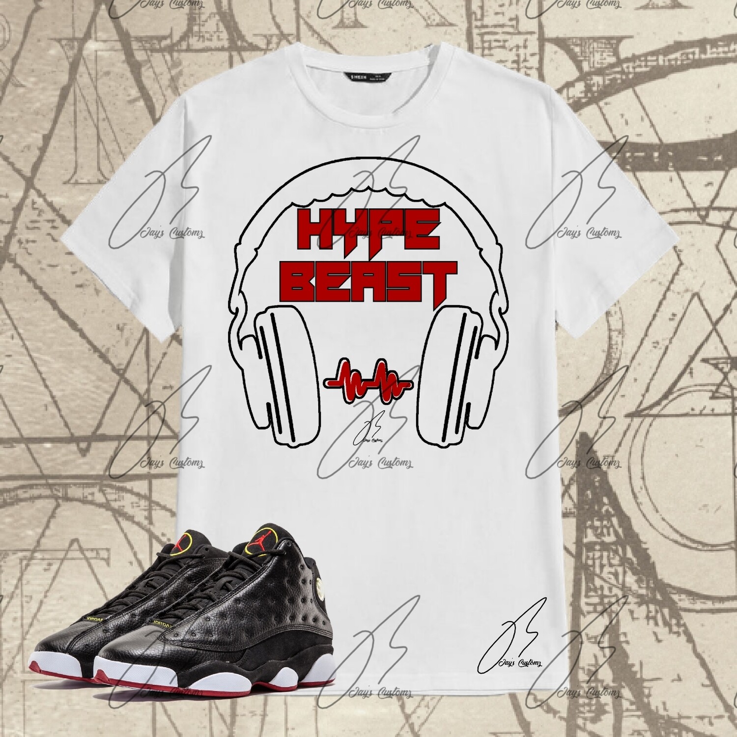 Jordan 13 Playoffs Matching,Sweatshirt,Sneaker Hype Beast Graphic Tee