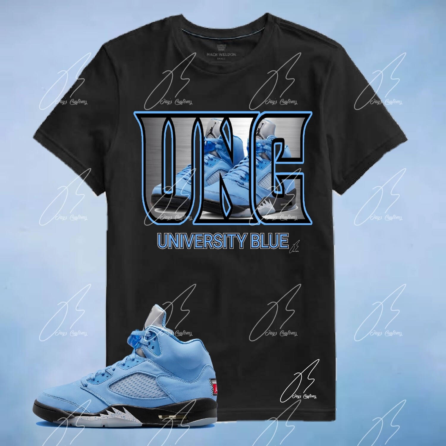 Jordan 5 University Blue Matching,Sweatshirt,UNC Sneakers Graphic Tee