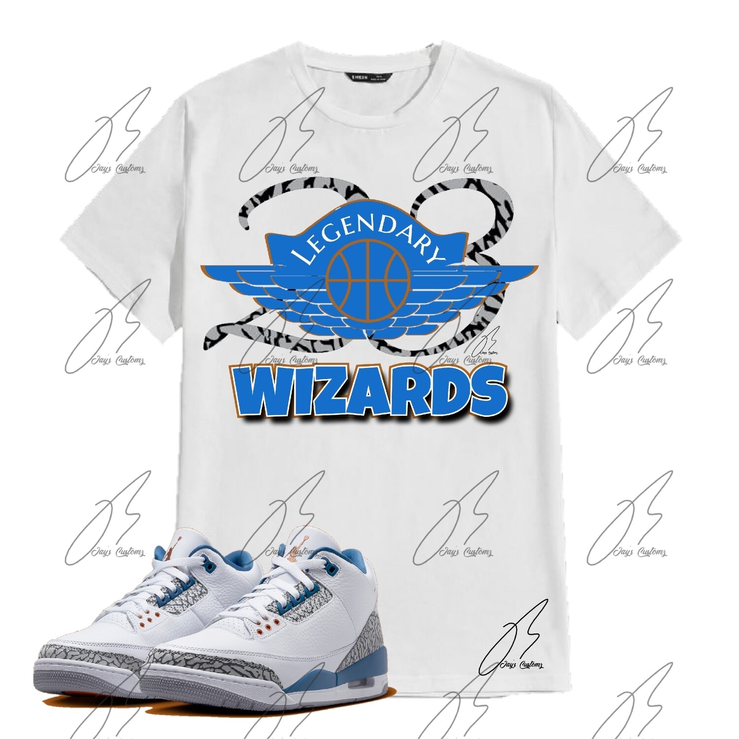 Jordan 3 Wizard Matching T-Shirt,23 Wing Graphic Tee