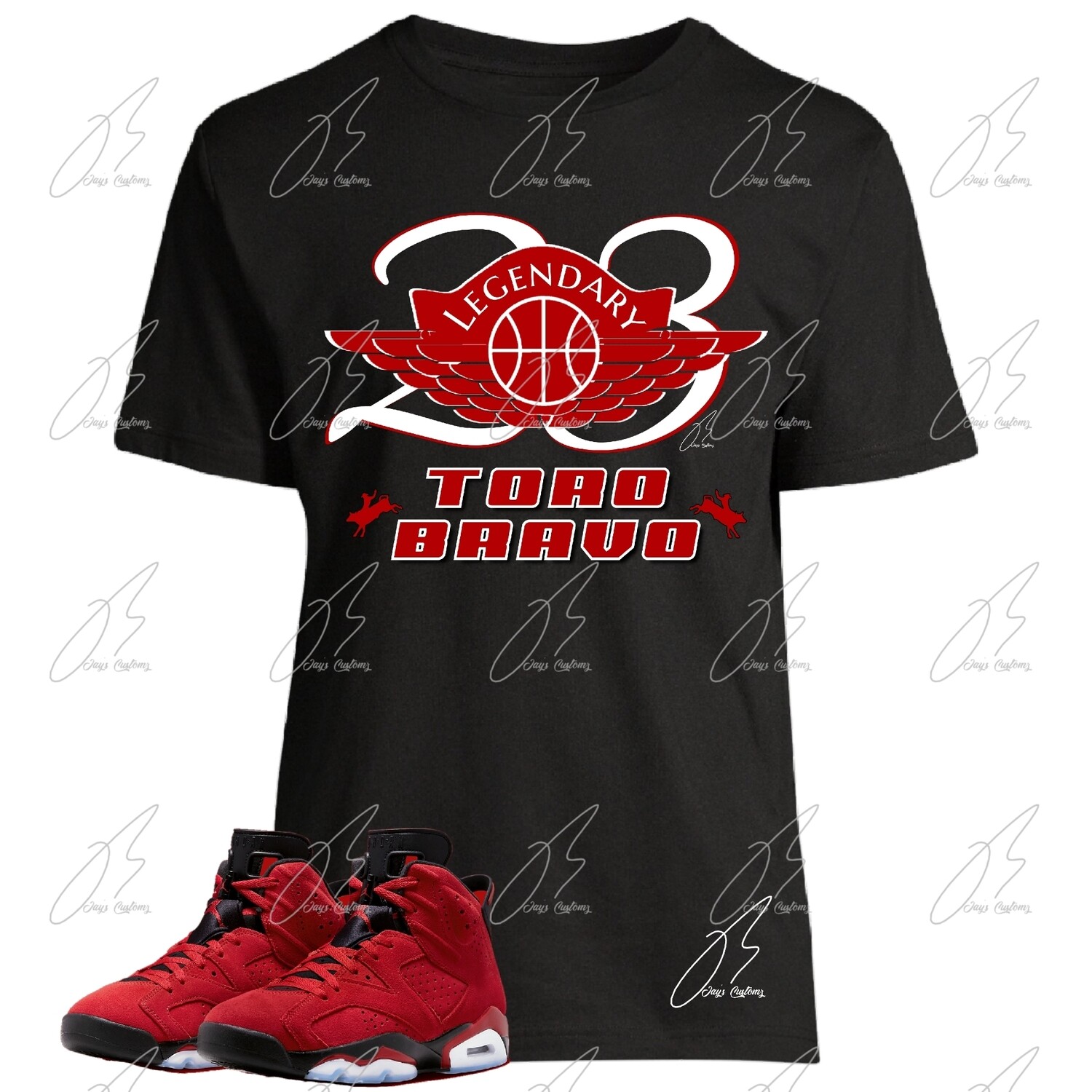 Jordan 6 Toro Bravo Matching T-Shirt,23 Wing Graphic Tee