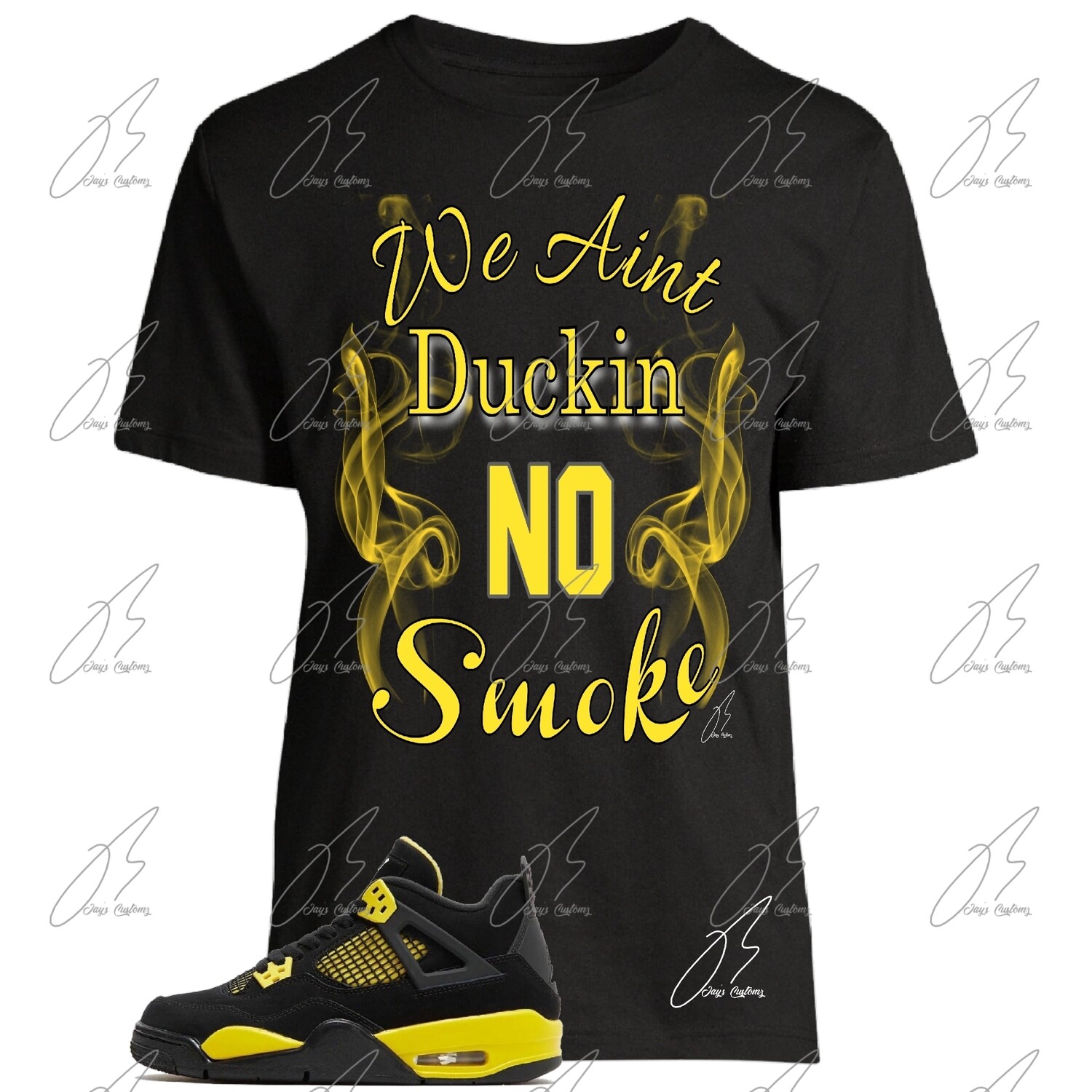 Jordan 4 Lightning Yellow Matching T-Shirt,Duckin No Smoke Graphic Tee