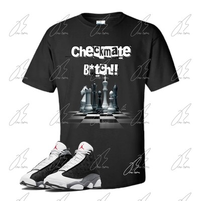 Jordan 13 Black Flint Matching T-Shirt,Checkmate Graphic Tee
