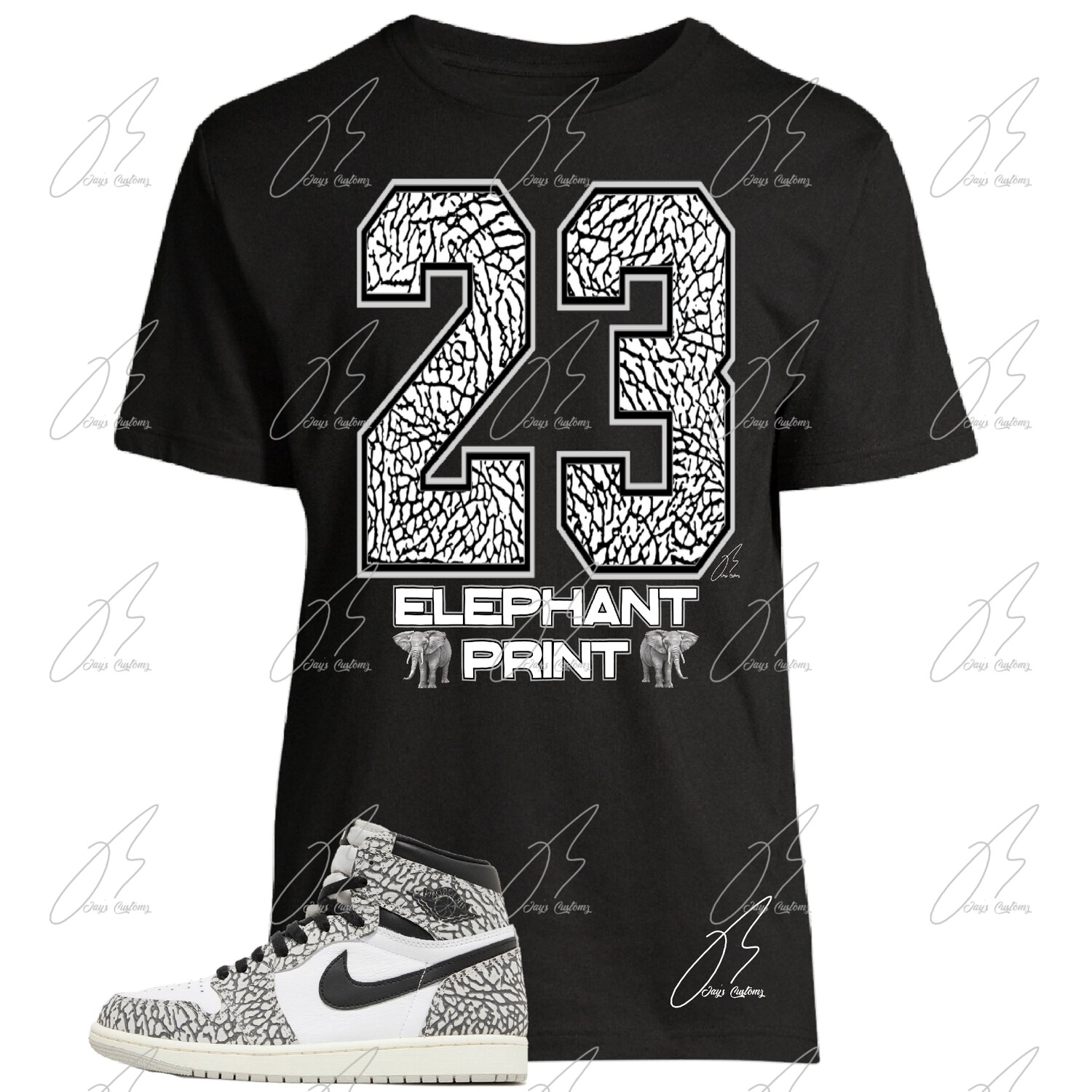 Jordan 1 Elephant Print Matching T-Shirt,23 Graphic Tee