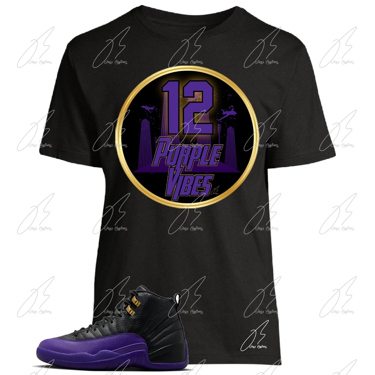 Jordan 12 Field Purple Matching T-Shirt,Vibes Graphic Tee