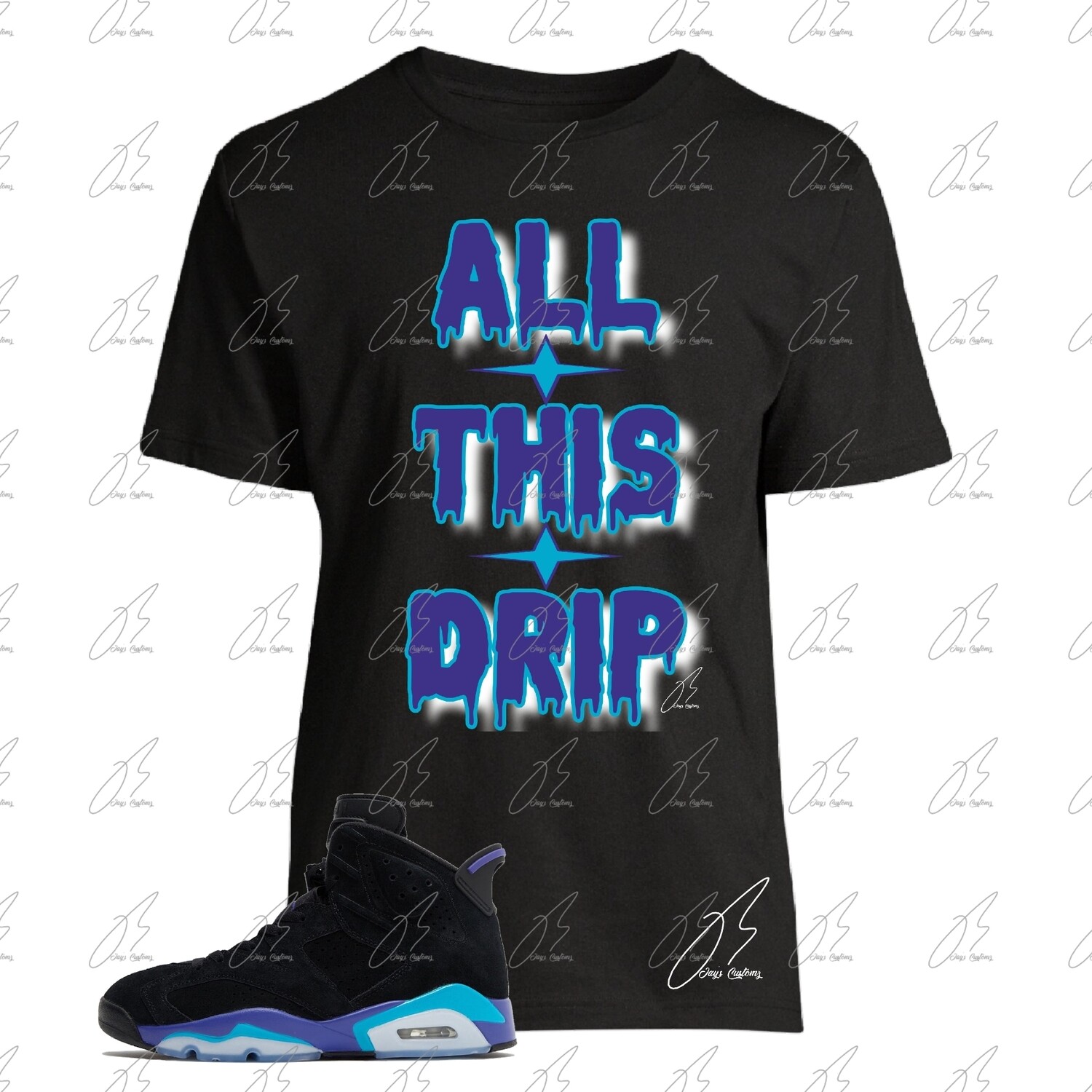 Jordan 6 Aqua/Purple Matching T-Shirt,All This Drip Graphic Tee