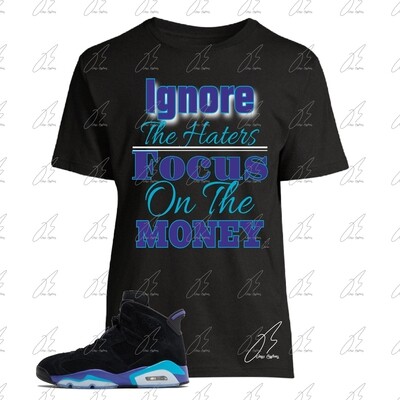 Jordan 6 Aqua/Purple Matching T-Shirt,Ignore Haters Graphic Tee