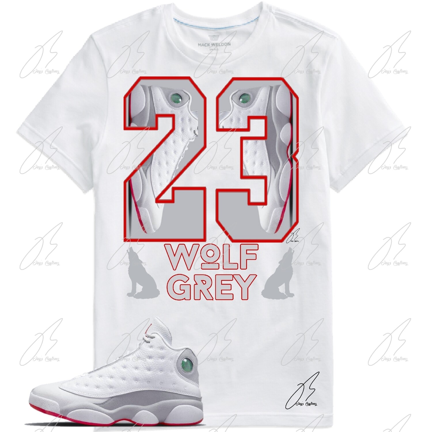 Jordan 13 Wolf Grey/True Red Matching T-Shirt,23 Graphic Tee