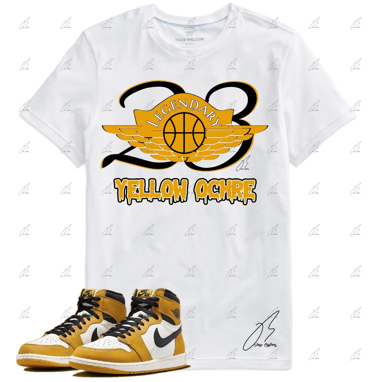 Jordan 1 Yellow Ochre Matching T-Shirt,23 Wing Graphic Tee