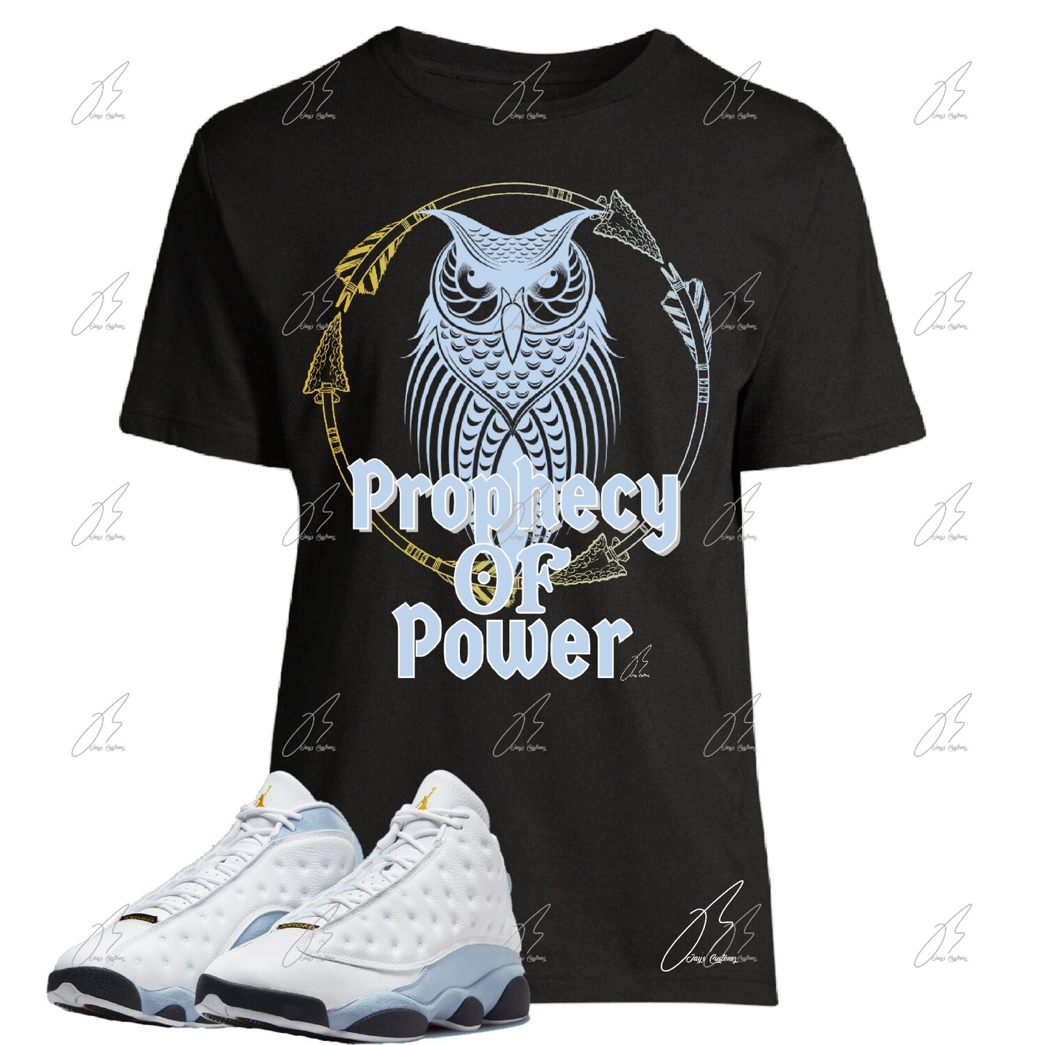 Jordan 13 Blue Grey Matching T-Shirt, Power Sneaker Graphic Tee
