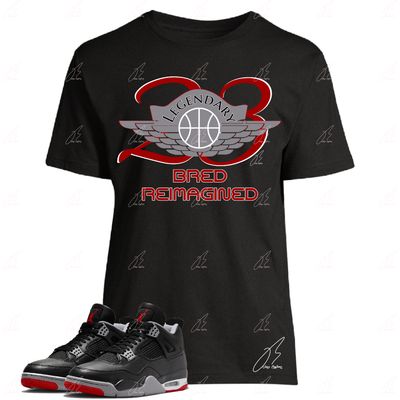 Jordan 4 Bred Reimagined Matching T-Shirt, 23 Wing Sneaker Graphic Tee