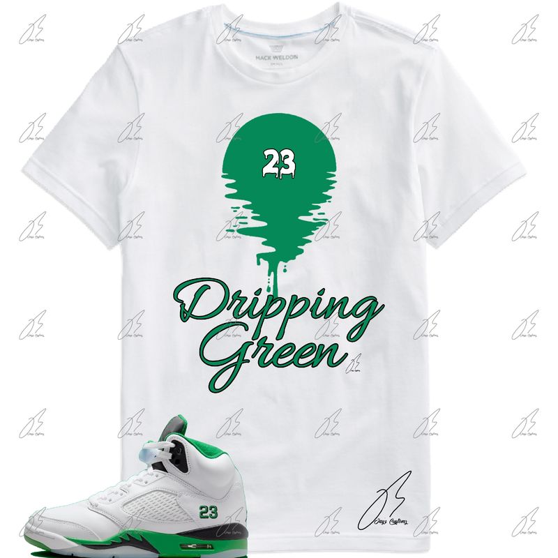 Jordan 5 Lucky Green Matching T-Shirt, Dripping Unisex Sneaker Graphic Tee