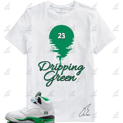 Jordan 5 Lucky Green Matching T-Shirt, Dripping Unisex Sneaker Graphic Tee