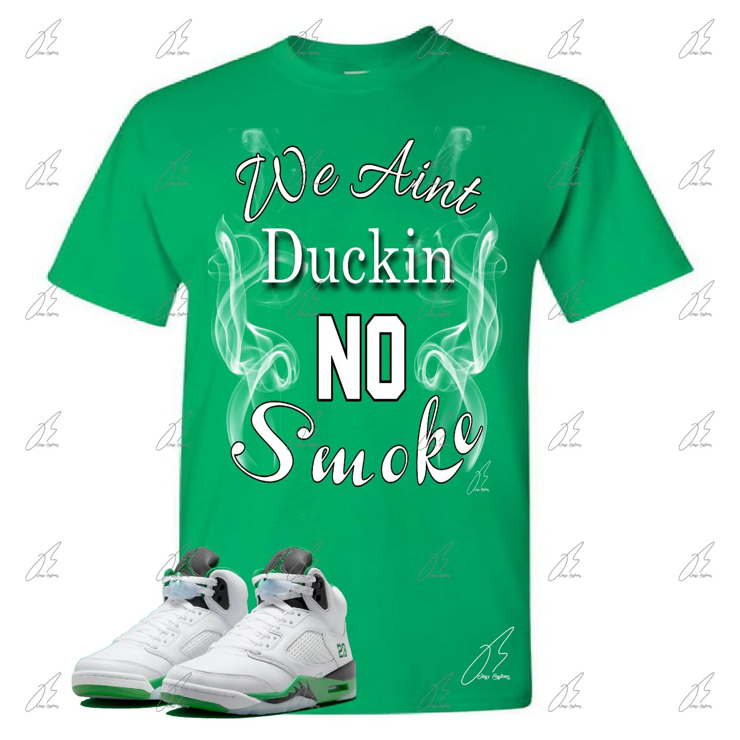 Jordan 5 Lucky Green Matching T-Shirt, Smoke Unisex Sneaker Graphic Tee