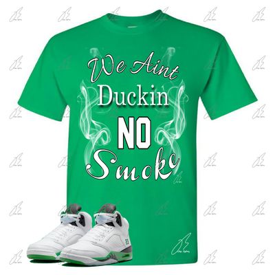 Jordan 5 Lucky Green Matching T-Shirt, Smoke Unisex Sneaker Graphic Tee