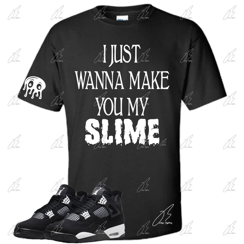 Jordan 4 White Thunder Matching T-Shirt,Slime Unisex Sneaker Graphic Tee