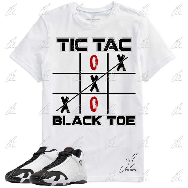 Jordan 14 Black Toe Matching T-Shirt, Tic-Tac Unisex Sneaker Graphic Tee