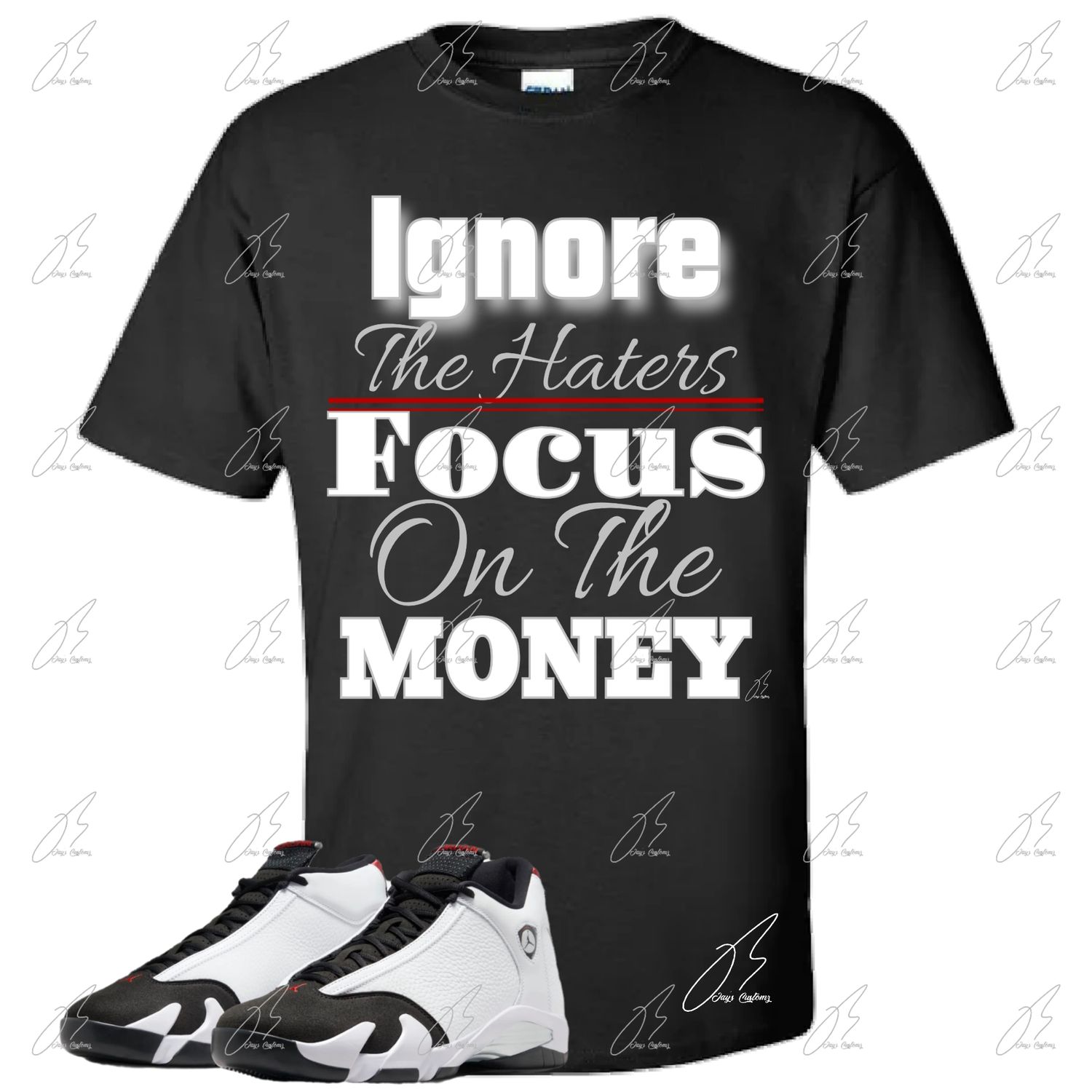 Jordan 14 Black Toe Matching T-Shirt, Ignore Haters Unisex Sneaker Graphic Tee