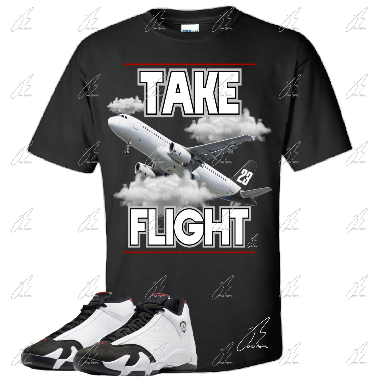 Jordan 14 Black Toe Matching T-Shirt, Take Flight Unisex Sneaker Graphic Tee