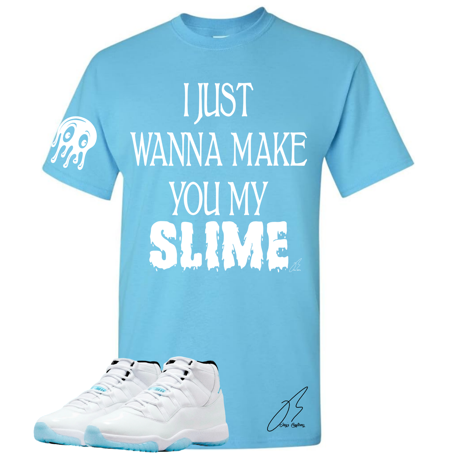 Jordan 11 Legend Blue Matching T-Shirt, Slime Unisex Sneaker Graphic Tee