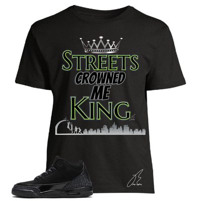 Jordan 3 Black Cat Matching T-Shirt, Crowned King Unisex Sneaker Graphic Tee