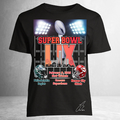Super Bowl XIL Custom T-Shirts, Football Party Graphic Tee, Kansas City vs. Philidelphia
