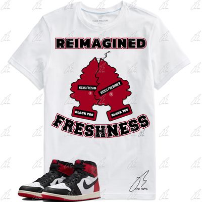 Jordan 1 Black Toe Reimagined Matching T-Shirt, Fresh Trees Sneaker Graphic Tee